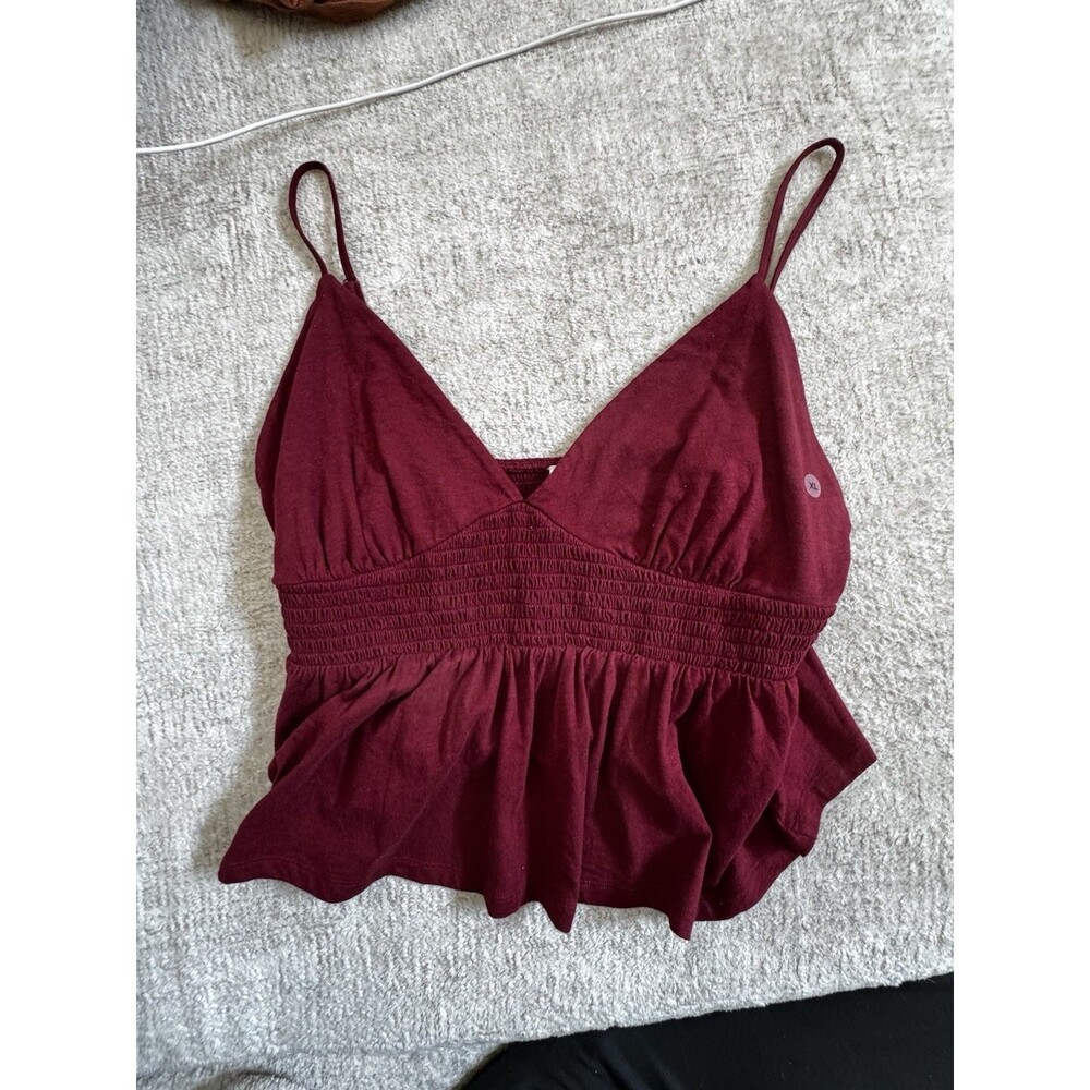 NWT American Eagle Babydoll Women Tank XL Dark Red Fairy Boho Flowy Cottage Core
